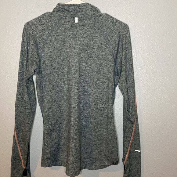Nike DriFit Gray and Peach Orange Quarter-Zip Pullover Thumbholes Size Small - Picture 9 of 9